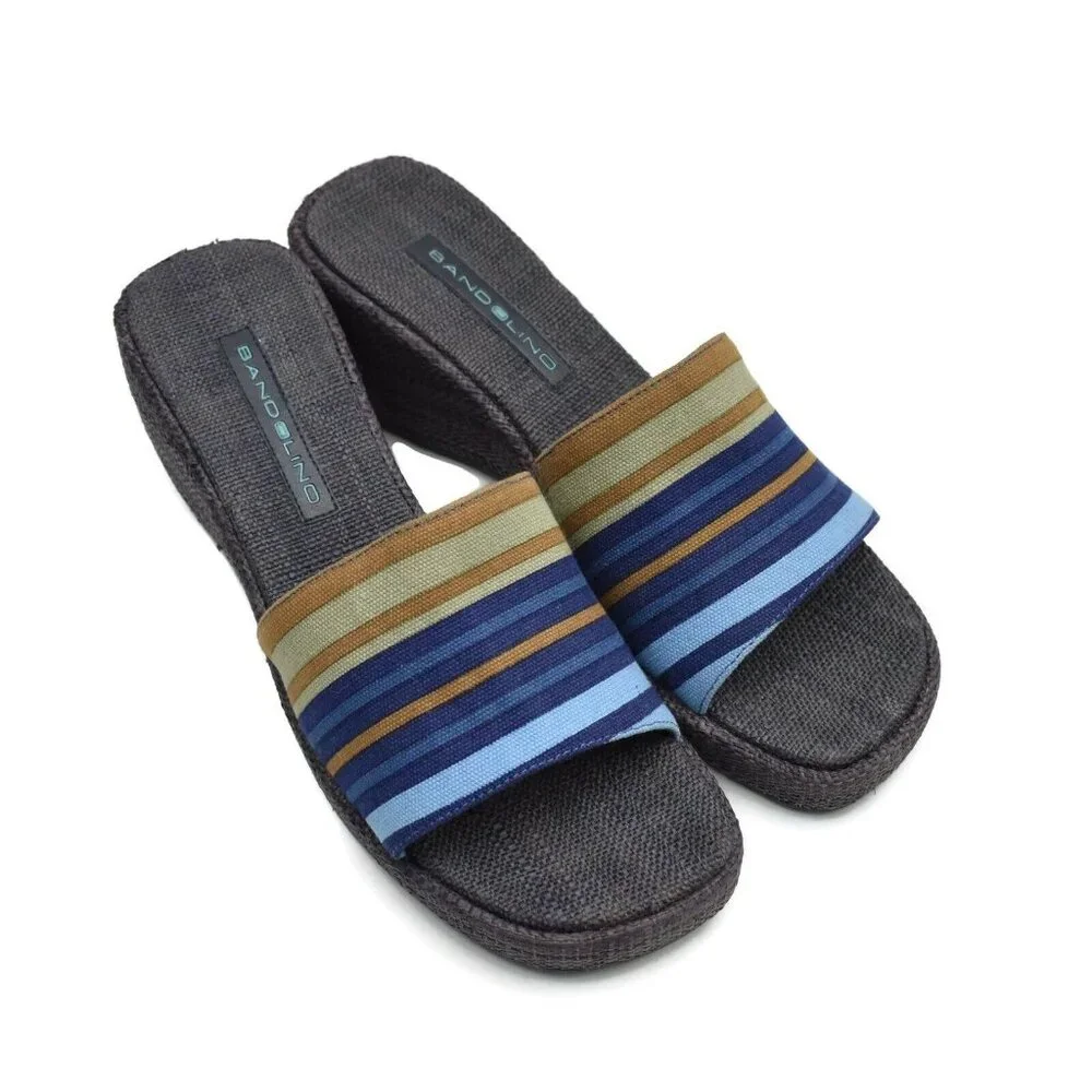 Bandolino Womens Sandals Size 9 Slides Wedge Heel Textured Fabric Harriet 3